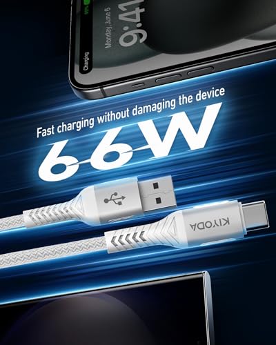 USB A to USB C Cable Fast Charging 66W, 2Pack 3FT Coiled Braided USBC Phone - color: Silver, size: 3FT - 2Pack, style: USB A to USB C