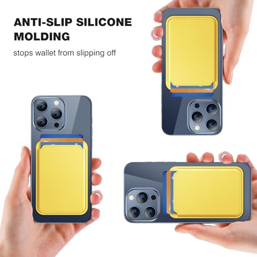 Miracase Magnetic Wallet, Compatible with MagSafe Wallet, 3-Card Holder, for iPhone 15/14/13/12 Series，Lemon - color: C-Lemon, style: Basic Wallet