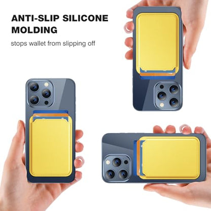 Miracase Magnetic Wallet, Compatible with MagSafe Wallet, 3-Card Holder, for iPhone 15/14/13/12 Series，Lemon - color: C-Lemon, style: Basic Wallet
