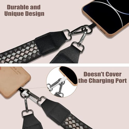 Cell Phone Lanyard with Wallet - Anti-Theft Crossbody Adjustable Phone Strap for Most Smartphones, for Men & Women - color: Black+grey
