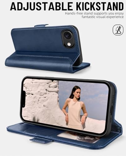 OCASE for iPhone 17e/iPhone 16e Wallet Case, Card Holder, Retro Blue | RFID Blocking, Kickstand, Magnetic Closure, PU Leather Flip Folio, Shockproof TPU Shell, Protective Phone Cover (6.1") - color: Retro Blue