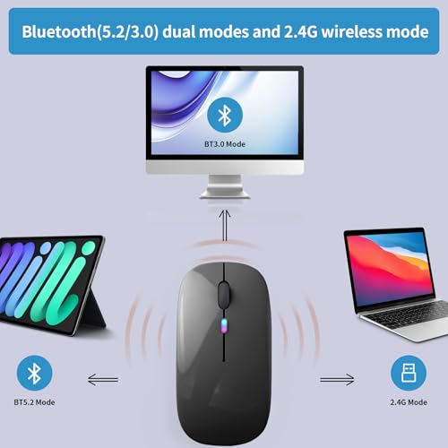 Afaartcci Rechargeable Wireless Mouse, Silent Bluetooth Mouse (Grey) - color: Grey