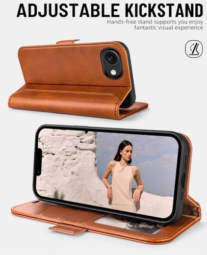 OCASE for iPhone 17e/iPhone 16e Wallet Case, Card Holder, Retro Brown | RFID Blocking, Kickstand, Magnetic Closure, PU Leather Flip Folio, Shockproof TPU Shell, Protective Phone Cover (6.1") - color: Retro Brown