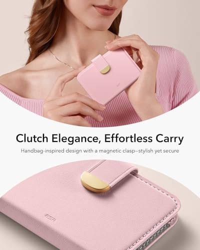 ESR Aura Clutch for MagSafe Wallet for Women, 5 Card Holder, RFID Blocking - color: Bubblegum Pink