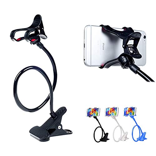 ITART Plastic Flexible Long Arms Gooseneck Clip Clamp Stand Universal Cell Phone Holder - Black - color: Black