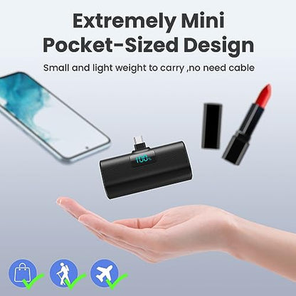 [2-Pack]Portable Charger for iPhone 17/16/15 Series,Upgraded 6000mAh PD USB C Power Bank Built-in USB-C Connector, Battery Pack Compatible with iPhone 17/17 Pro/17 Pro Max/16/15 Series,Galaxy,Android - color: A-Black+White
