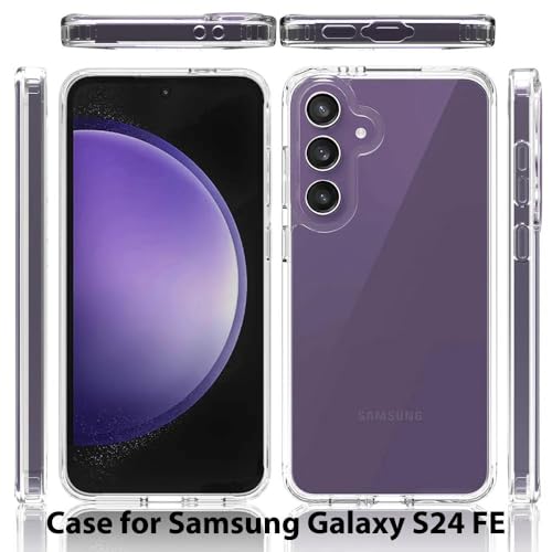 for Samsung Galaxy S24 FE Case Crystal Clear Slim Hard Case Hybrid Shockproof Bumper with Tempered Glass Screen Protector Full Body Anti-Yellow Anti-Scratch Phone Protective Cover - color: Galaxy S24 FE