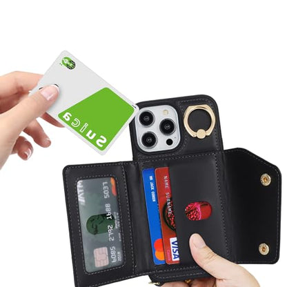 Lipvina Crossbody Wallet Case for iPhone 13 Pro,Black - color: 01-Black, size: iPhone 13 Pro 6.1"