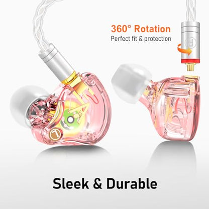 Audiovance Vibes 202ML HiFi Wired Earbuds for iPhone 14/13/12/11/X, Pro Max - color: 4-Pink
