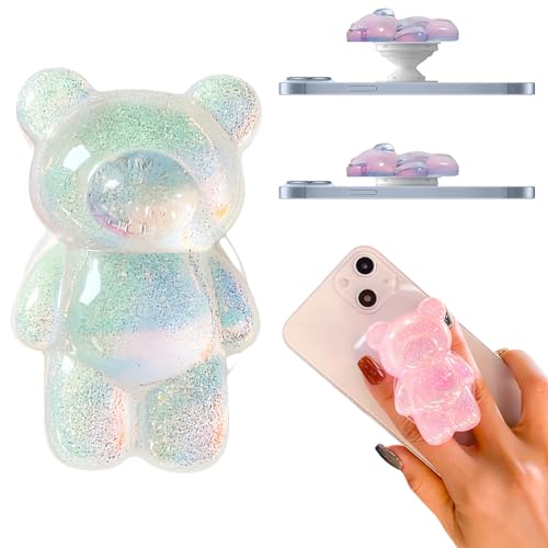 3D Gummy Bear Phone Grip Stand Cute Gummy Bear Style Expandable Collapsible Mobile Phone Grip Stand Holder Comfortable to Hold Phone Grips for Smartphone & Tablet Cell Phone (White) - color: White