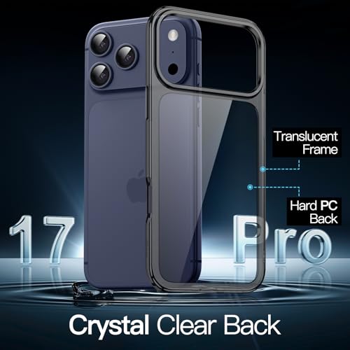 JETech Case for iPhone 17 Pro 6.3-Inch, Non-Yellowing Shockproof Phone Bumper Cover, Anti-Scratch Clear Back (Black) - color: Black, size: iPhone 17 Pro