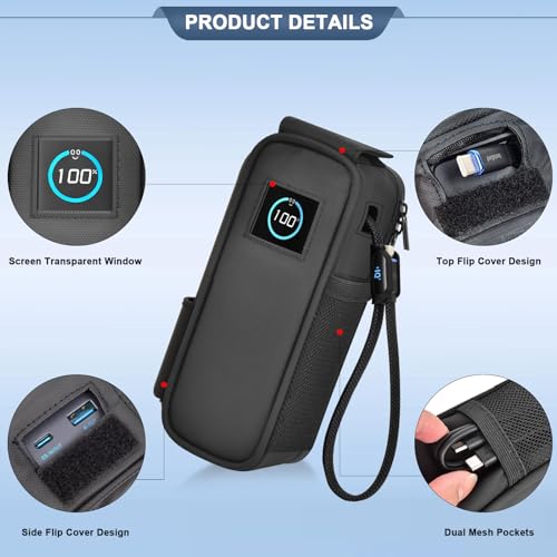 Customized Case for Anker 25000mAh 165W A1695, Flip-Top Dual Window | Flip-top Lid for Anker 25000mAh A1695; Charge Without Removing Power Bank; Direct Cable Port Access,Carabiner Clip,Bag Only - style: For Anker 25000
