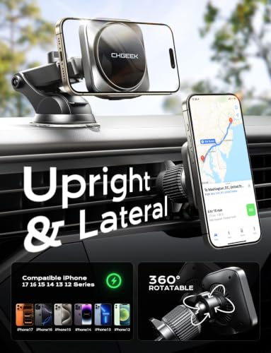 Chgeek for Magsafe Car Mount Charger, 15W Fast Charging Car Phone Holder