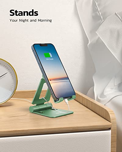 Nulaxy Full Aluminum Dual Folding Cell Phone Stand for Desk, Green - color: G-Green