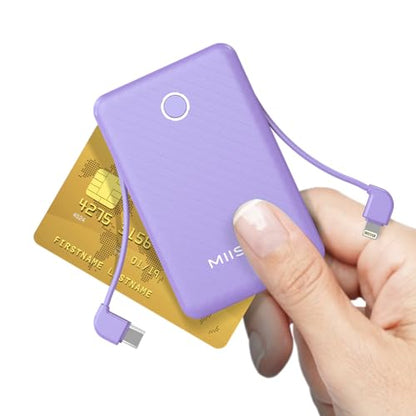 miisso 6000mah Ultra Slim Power Bank, Card Size, Purple - color: Purple