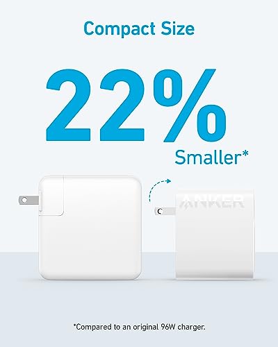 Anker Laptop Charger, Compact Foldable 100W USB C Charger with 5FT Cable - color: Arctic White