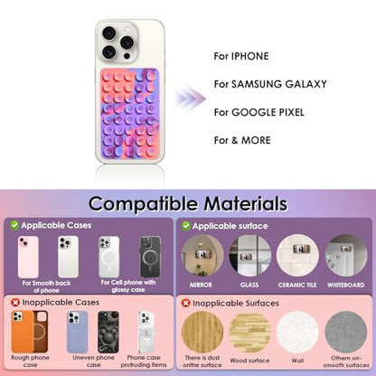 Silicone Phone Case Double Sided Suction Cup Mount Cell Phone Accessories Holder Phone Stand For Selfies Leave no Trace Washable (1PCS Black)