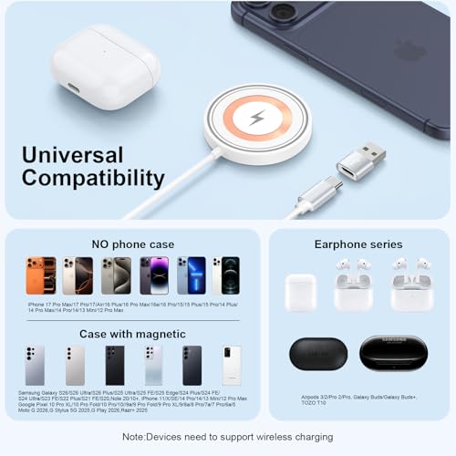 Wireless Charger for Samsung Fast Charging Pad Magnetic WirelessCharger for - color: white
