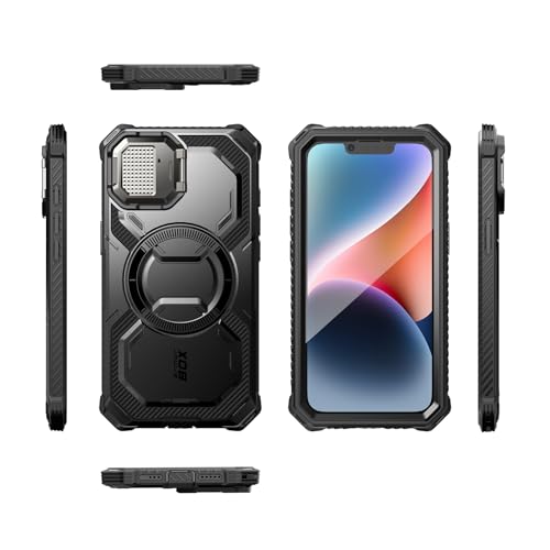 i-Blason for iPhone 16e / iPhone 17e Case MagSafe with Stand, Black | Built-in Screen Protector, Fit for MagSafe, Adjustable Camera Cover Stand, Full-Body Protection, Military - color: Black
