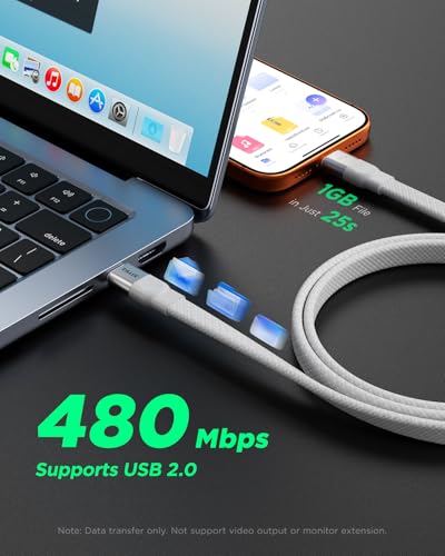 TALIX USB C to USB C Cable, 240W Fast Charging Cable (6.6 ft, White)