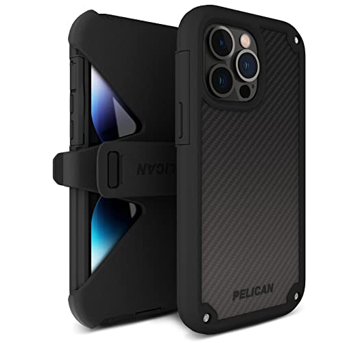 Pelican Shield Series - iPhone 13 Pro Max Case/iPhone 12 Pro Max Case [21ft Military Grade Drop Protection] [Wireless Charging Compatible] Protective Cover with Belt Clip Holster Kickstand - Black - color: Shield Black