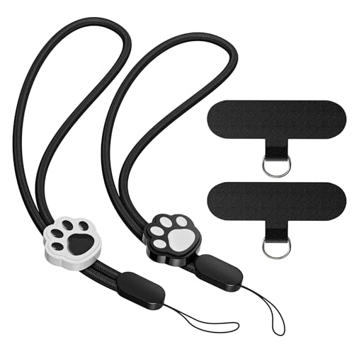 SURDOCA Adjustable Phone Lanyard, Camera Wrist Strap, Nylon Wrist Lanyard Wristlet, Anti Theft Phone Strap, Lanyard for Earphone, USB Flash Drive, ID Name Tag Badge - color: Black*2