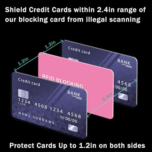 RFID Blocking Card - 5 Pack, Contactless NFC Credit Card ID Protection Safe Bank Card Passport Entire Wallet Purse Shield Protector Blocker Guard (Pack of 5, Pink) - color: Pink/5 cards