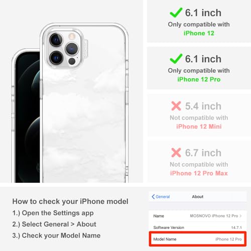 MOSNOVO Case for iPhone 12 & iPhone 12 Pro, [Buffertech 6.6ft Military-Grade Drop Protection] [Anti Peel Off Tech] Clear TPU Bumper Phone Case Cover Design - Cloud - color: Clear - Cloud, size: iPhone 12 / iPhone 12 Pro