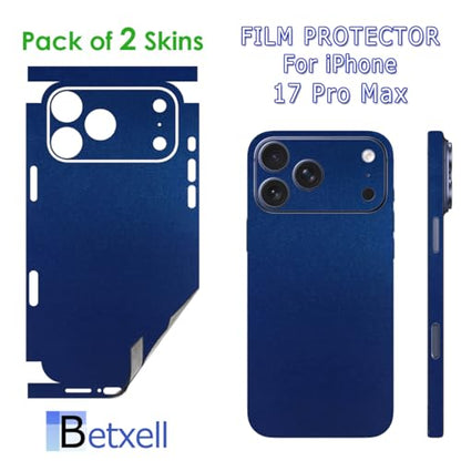 for iPhone 17 PRO MAX Skin Wrap 3M Film (2 Pack) Protective for Sides and Back (Blue Metallic) - color: Blue Metallic