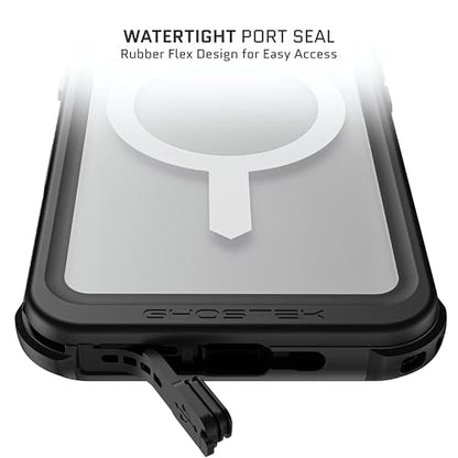 Ghostek Nautical Waterproof Apple iPhone 16 Case with Holster Belt Clip - Screen and Camera Protector, MagSafe Compatible, Rugged Heavy Duty Cover (6.1 Inch, Clear) - color: Clear, size: iPhone 16