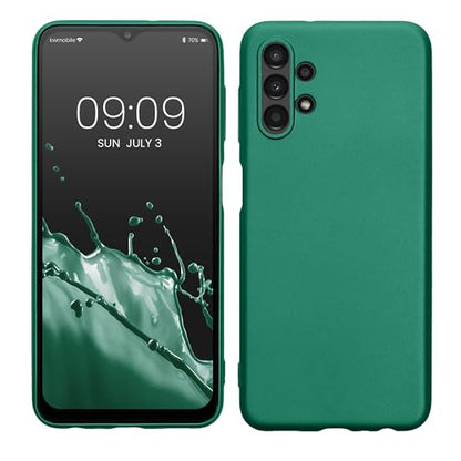 kwmobile Case Compatible with Samsung Galaxy A13 4G Case - Soft Slim Metallic TPU Silicone Cover - Dark Metallic Green - color: dark metallic green, size: Galaxy A13 4G