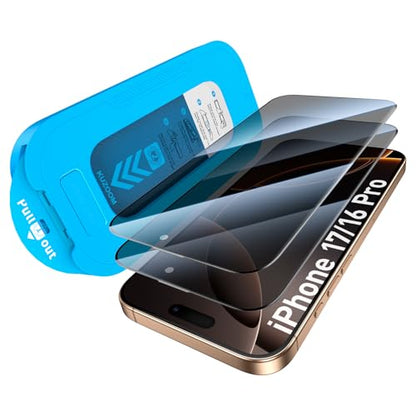 KUZOOM 2Pack Privacy 9H+ Tempered Glass Screen Protector for iPhone 16 Pro - color: Black 16 Pro