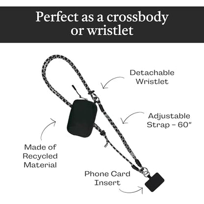 Save the Girls Active Phone Lanyard Crossbody Rope Strap with Wallet, Black - color: Twin Black