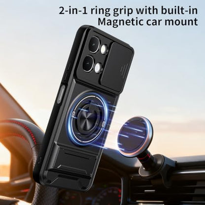 Compatible with Vivo Y31d 4G Case Cover,Compatible with Vivo iQOO Z11x (India) I2507 / T5x 5G V2545 / Y51 Pro 5G with Slide Camera Cover Phone Stand Protective Case Black - color: Black, size: Compatible with Vivo Y31d 4G