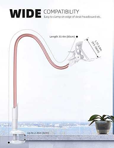 Lamicall Gooseneck Bed Phone Holder 33.4" Full Adjustable Flexible Arm - color: Rose Gold