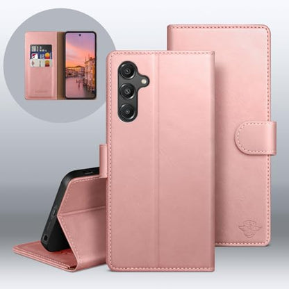 Wallet Case for Samsung Galaxy A16 5G, Pink | RFID-Blocking Card Holder, Kickstand, Magnetic Closure, PU Leather Folio Flip Cover, Protective Women Men Cases - color: Rose Gold, size: SamsungGalaxy A16