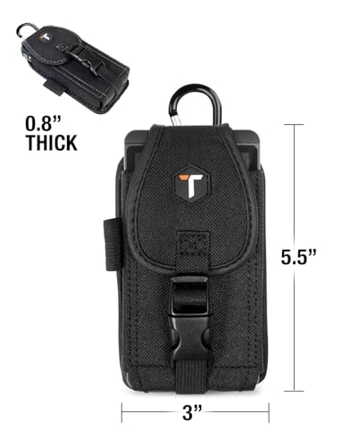 ToughTested Heavy Duty Phone Holster, Belt Clip & Carabiner Tactical Pouch | Rugged smartphone case with 6-point protection and secure hook-and-loop closure for worksites and travel