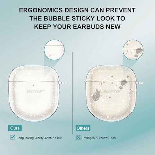 Aircawin for Bose QuietComfort Earbuds II/QuietComfort Ultra 1/2 Case Clear - color: Clear Glitter