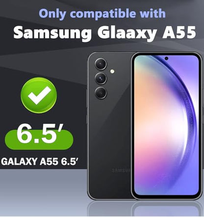 [2+2 Pack for Samsung Galaxy A55 5G Privacy Screen Protector with Camera Lens Protector, Anti-Spy Tempered Glass Film,9H Hardness,Anti-Scratch, Easy Installation (Privacy, Galaxy A55) - size: Galaxy A55 2+2