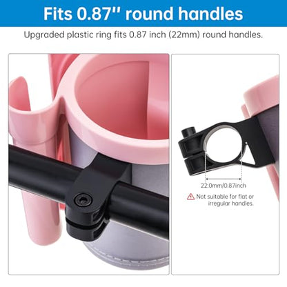 3-in-1 Bike Cup Holder with Cell Phone Case Keys Hook, Gray Pink - color: grey pink