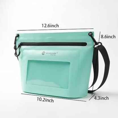 IPX7 Waterproof Bag with Touchscreen Phone Pocket,Floating Airtight Shoulder Bag for Swimming,Rafting,Cycling,Hiking - color: Blue