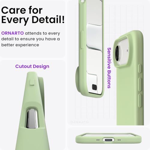 ORNARTO for iPhone Air Case 6.5", Slim Liquid Silicone 3 Layers Soft Gel Rubber Shockproof Protective Cover with Anti-Scratch Microfiber Lining-Matcha - color: Matcha