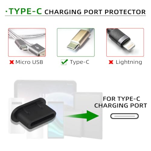 50 Pack Type C Anti Dust Plugs USB C Dust Cover Silicone USB C Dust Plug Type-C Charging Port Protector Compatible with iPhone 15 Samsung Galaxy S20 S21 S22 S23 Pixel MacBook USB C Cover Cap (Black)