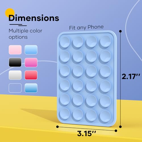 Silicone Phone Sticky Grip, Suction Phone Case Mount for iPhone and Android, Hands-Free Sticky Cell Phone Grip, Mobile Fidget Mirror Holder for Selfies and Videos - color: Baby Blue