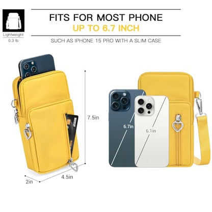 YINHEXI Small Crossbody Bags for Women Trendy, Mini Triple Compartment Cell Phone Crossbody Wallet Purses - color: Yellow-2