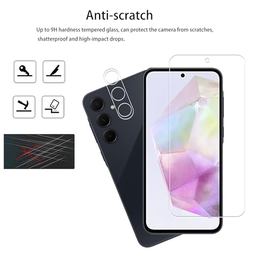 [2+2 Pack Tempered Glass Film For Samsung Galaxy A35 5G Screen Protector 2-Pack with Camera Lens Protector 2-Pack