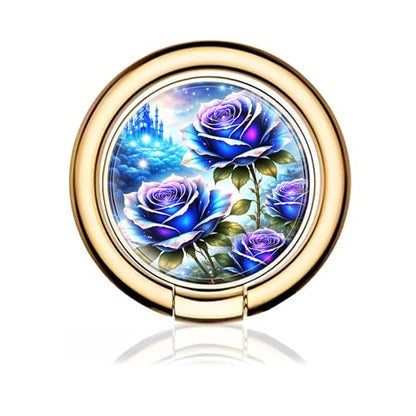 Cell Phone Ring Holder, Cute Metal Phone Grip Stand Finger Ring Kickstand, Flexible 360°Rotation Phone Tablet Case Accessories Compatible with Most Phones Blue Roses Castle - color: Blue Roses Castle