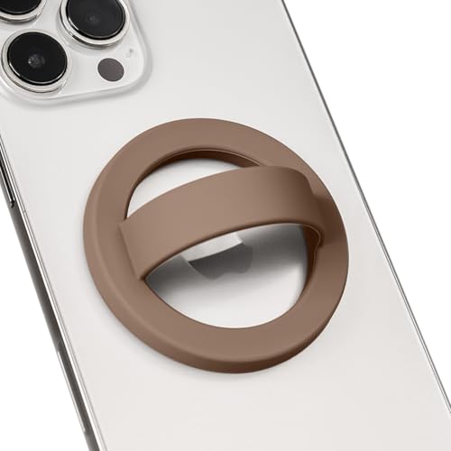 Magnetic Silicone Phone Grip,Comfy Finger Loop Grip Phone Holder,Strong Grip,Comfortable,Easy to Install and Remove,Compatible with Magsafe for iPhone 16/15/14/13/12 Series (Coffee) - color: Coffee