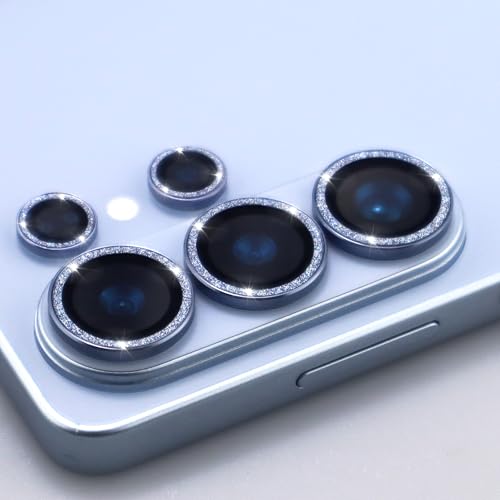 for Samsung Galaxy S26 Ultra Camera Lens Protector, Bling Glitter Metal Ring Tempered Glass Lens Cover Accessories (Sky Blue) - color: Sky Blue