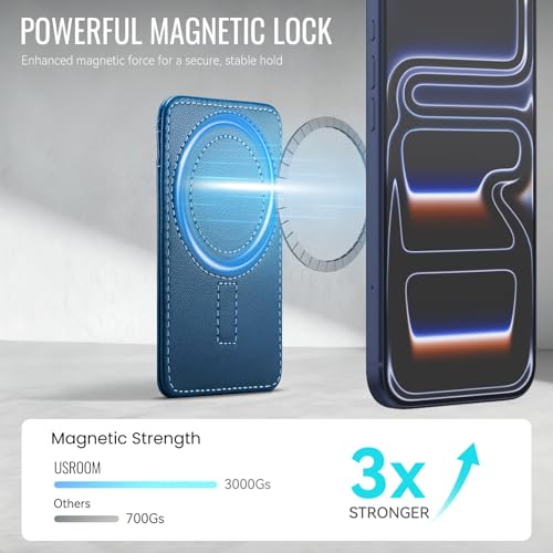 for Magsafe Wallet Magnetic Card Holder RFID Blocking, Blue - color: Blue